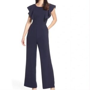 Eliza J Flutter Sleeve Jumpsuit Navy Size 18